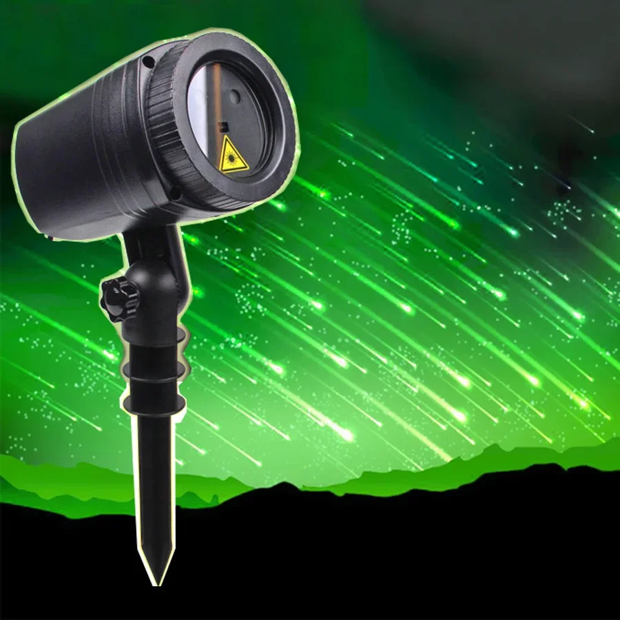 

Outdoor Christmas Snowfall Laser Projector Lamp Green Meteor Shower Rain Light Christmas Falling Drop Shower Projector Spotlight