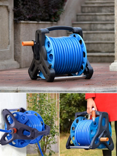 IsFriday Garden Hose Reel Holder Hand Crank Hoses Reels Rack Water Pipe  Storage Cart Garden Winding Storage Tools Supplies