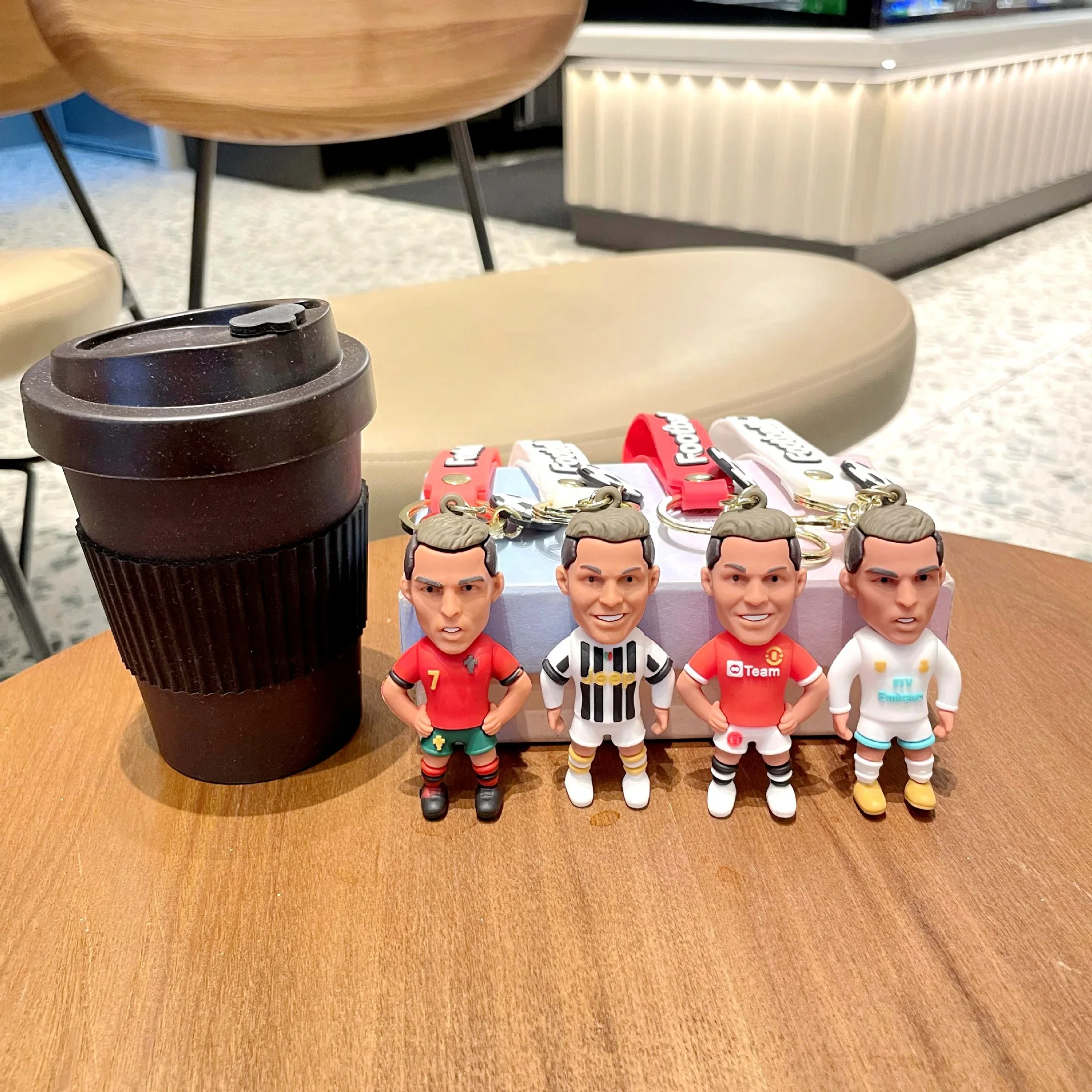 Football Star Ronaldo Figure Keychain Jewelry Bag Pendent Keyring