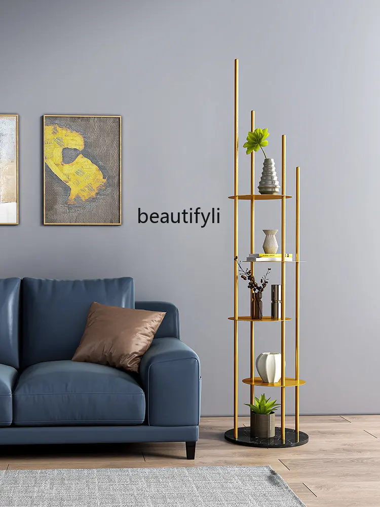 

zq Household Iron Flower Rack Storage Rack Interior Decoration Ornaments Flower Rack Living Room Floor Simple Jardiniere