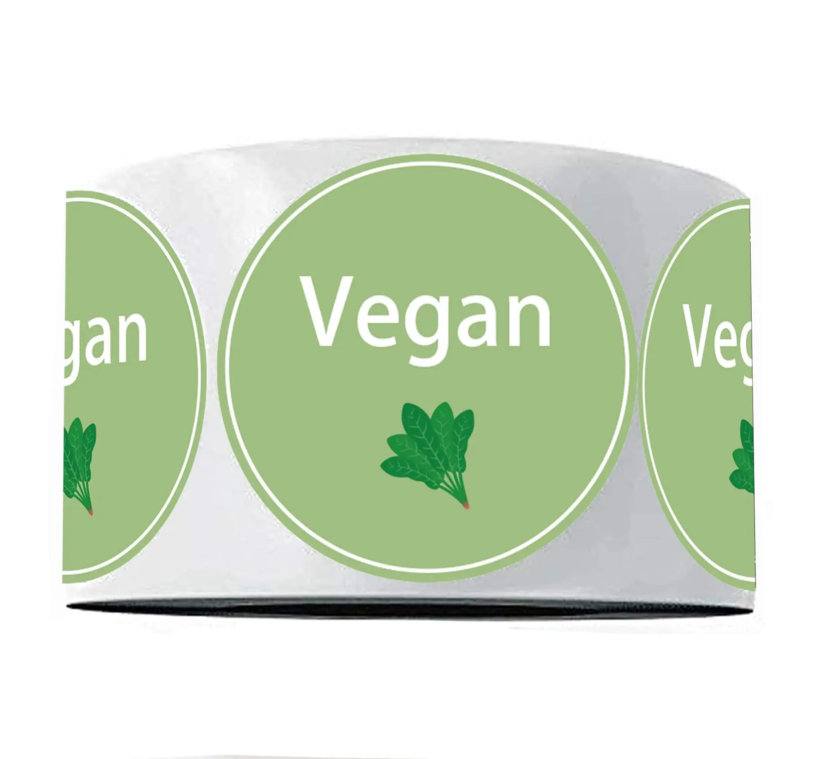 

Green Vegan Labels 1.5 Inch Food Rotation Stickers For Package Restaurants 500 Pcs Per Roll