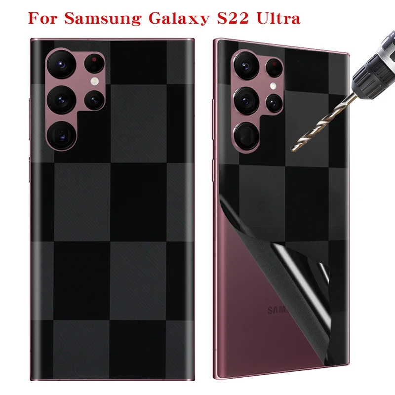 For Samsung Galaxy S22 Ultra Back Film Anti Scratch Protective Film Checkerboard Phone Back Film Pvc Phone Protective Film