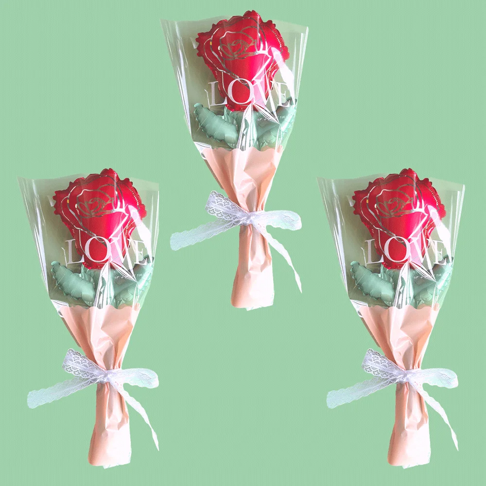 3Set hält Rosen Ballon Hand blumen set für Hochzeit Valentinstag Geständnis Geburtstags feier Dekoration Baby party Geschenk – Detail 5