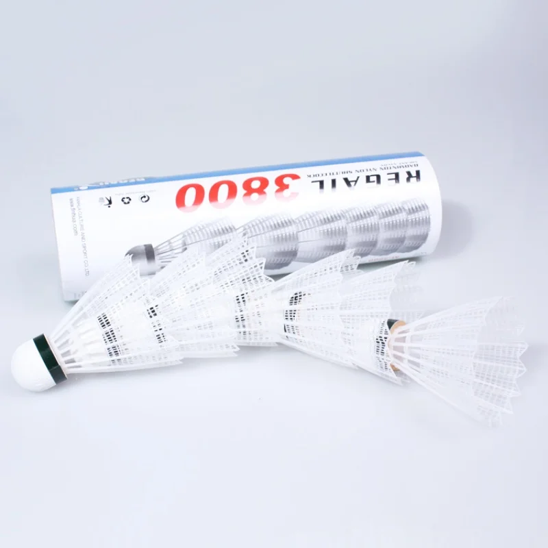 6pcs a Barreled Badminton Imitation Nylon Ball Plastic Shuttlecock Ruffles Fiber Head Shuttlecock Racquet Sports Accessories
