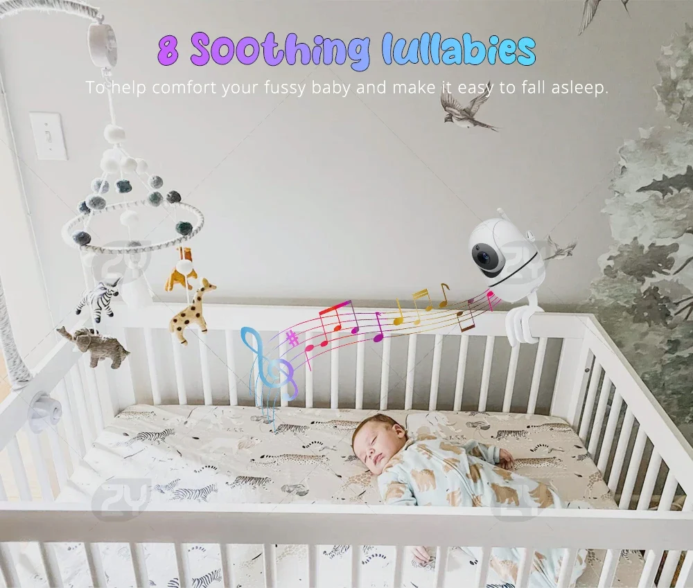 Baby Monitor with 2 Cameras 7" Large Display Audio and Video Surveillance 2-Way Talk 4000mAh Battery Infrared Night Vision VOX Se6f5fc5ad4be48289877ae09e6fd3606n