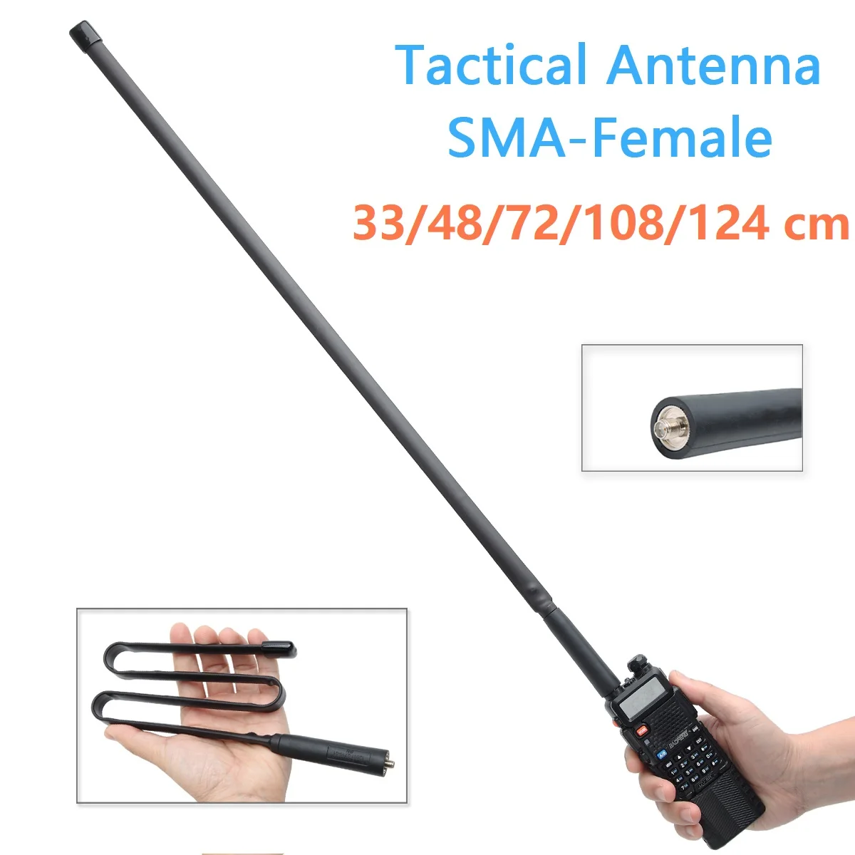 Dual Band Antenna Foldable CS Tactical Antenna SMA Female 144/430Mhz Dual Band For Baofeng UV-5R BF-888S UV-21 PRO Quansheng UV-K5 UV-K6 Ham Radio