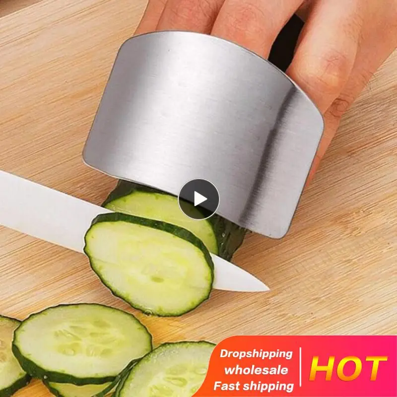 Finger Guard Stainless Steel Kitchen Tool Hand Finger Protector Knife Cut Slice Safe Guard Kitchen Cocina Accessories Garden Stickers