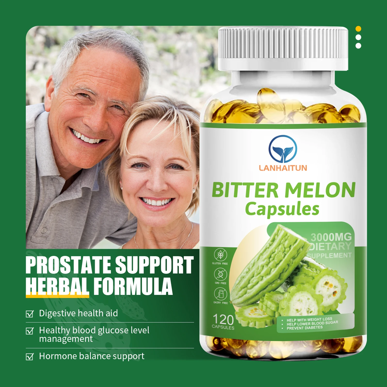 LANHAITUN3000MGBitterMelonCapsulesHerbalSupplementGlucose
