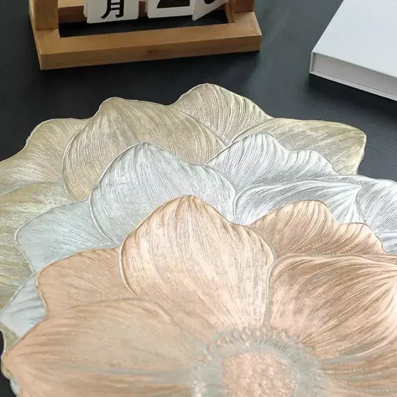 Hot Sale Lotus Shape Table Placemats Tableware Place Mat Oil Heat Resistant Waterproof Washable PVC Tableware Mat