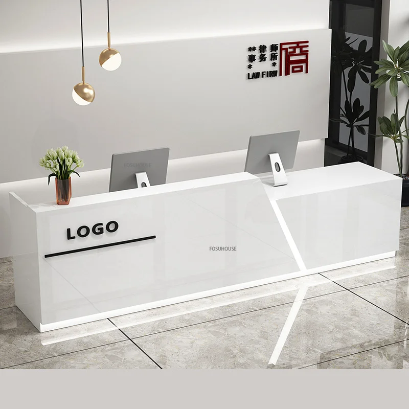 Modern Reception Desk Office Furniture Front Desk Nordic Minimalist Bar Table Supermarket Clothing Store Restaurant Cashier