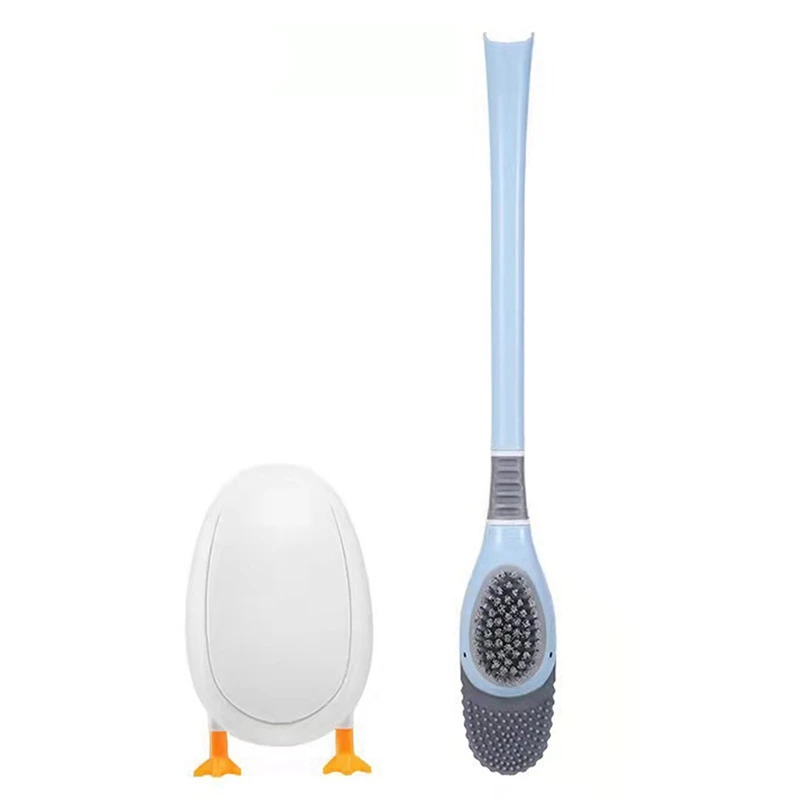 Creative Diving Cartoon Duck Silicone Toilet Brush Home Cleaning Kit With Base Bathroom Wall Mounted Toilet Brush 4