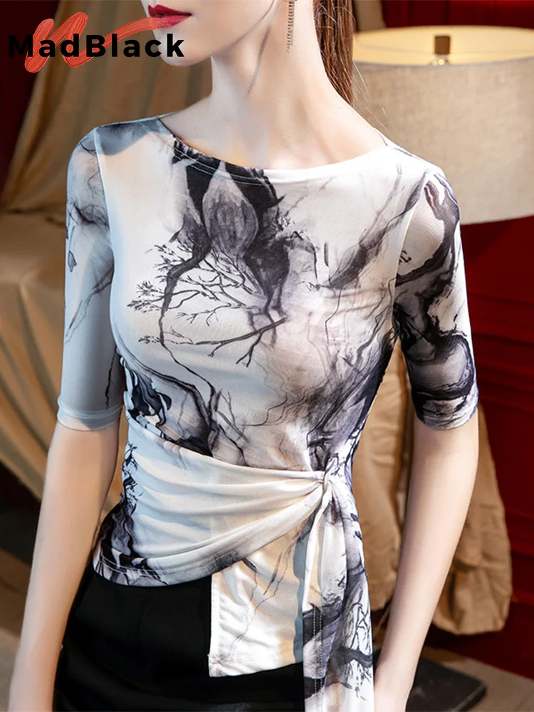 

Женская Сетчатая футболка с длинным рукавом, с круглым вырезом