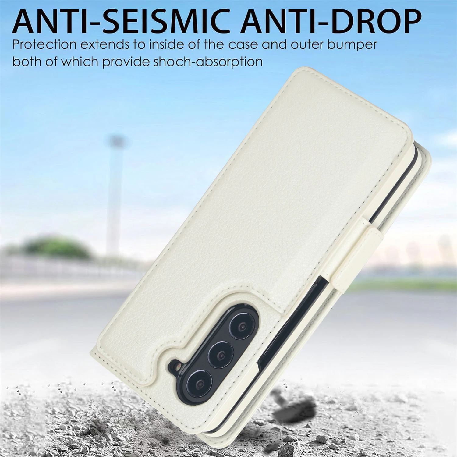 Premium PU Leather Wallet Case with Card Holder & Kickstand, Double Magnetic Clasp