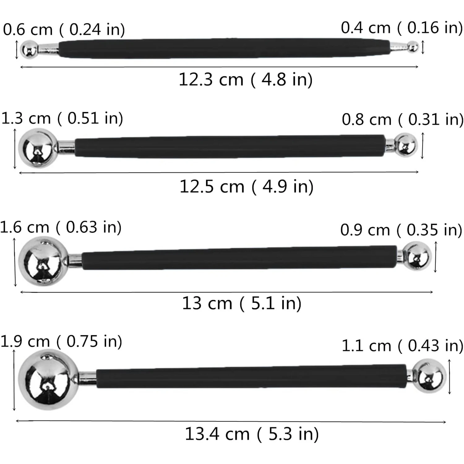 4pcs Modelling Ball Tools Set Stainless Steel Double-end Dotting Tools Fondant Sugar Craft Decorating Flower Clay for Shaping 2