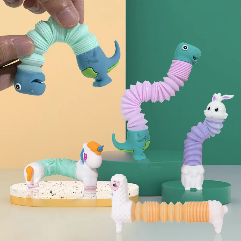 

New Spring Dinosaur Rabbia DIY Soft Silica Alpaca Pop Tube Unicorn Telescopic Tube Decompression Venting Novelty Children's Toy