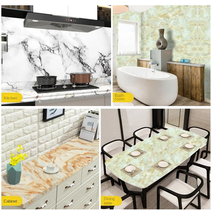 Kitchen Cabinets Oil-proof Marbre Self Adhesive Wallpaper Waterproof Moisture-proof Contact Paper Tegel Renovate Stickers Living