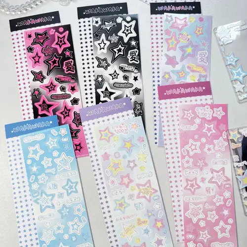 MINKYS New Arrival 3pcs 6pcs Kawaii Bear Ribbon Laser Bling Stickers DIY Scrapbook Stickers Confetti Decoration DIY Photo Frame - Image 9