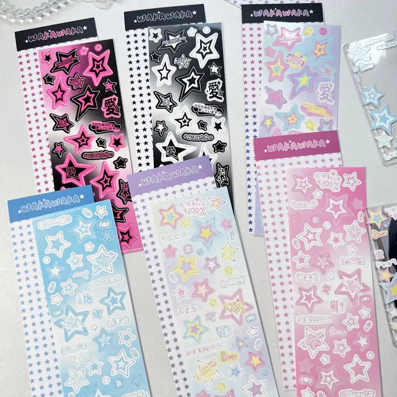 MINKYS New Arrival 3pcs 6pcs Kawaii Bear Ribbon Laser Bling Stickers DIY Scrapbook Stickers Confetti Decoration DIY Photo Frame - Image 9