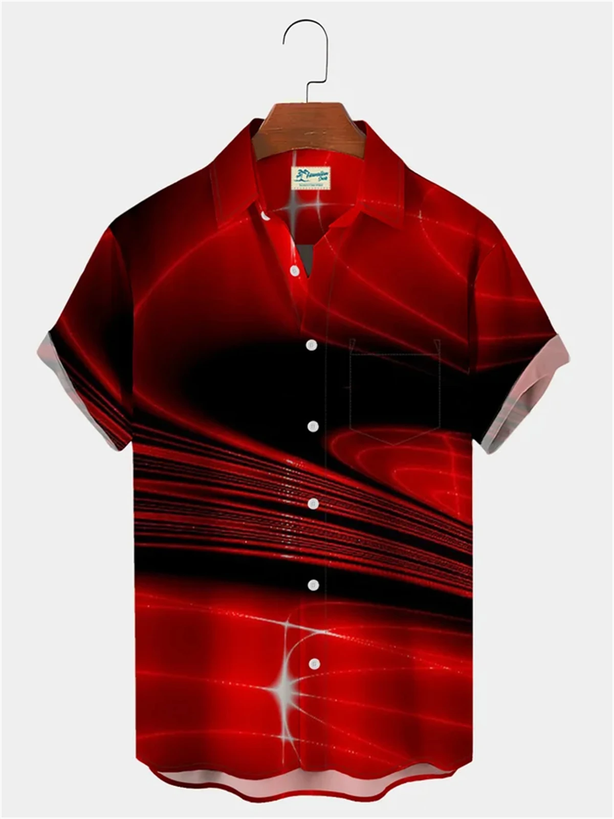 

Hawaiian Men's Short Sleeve Shirt 3D Gradient Streamer Print Fashion Men's Lapel Top 2024 New Large Size Casual Men's Shirt