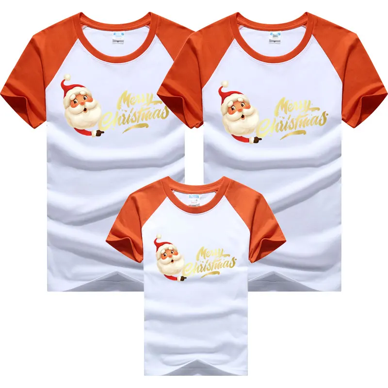 Feliz Navidad Papá Noel Padre Madre Familia Ropa a juego Algodón Hija Hijo Camisetas Tops Camisetas Pareja