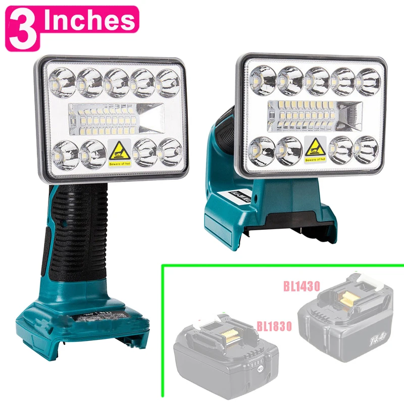 

3 Inch Car Working Lamp Li-ion Battery Adapter USB Charger Work Light For Makita For DeWalt For Bosch Milwaukee Lithium Battery