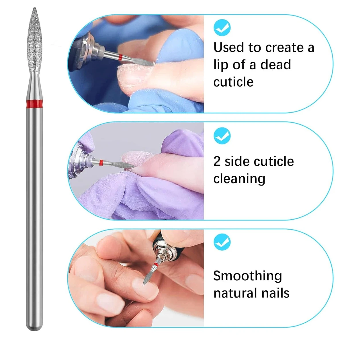 Electric Nail File Nail Dill Bits 6pcs/SETDiamond Milling Cutter for Manicure 3/32" Burr Cuticle Remover Tool