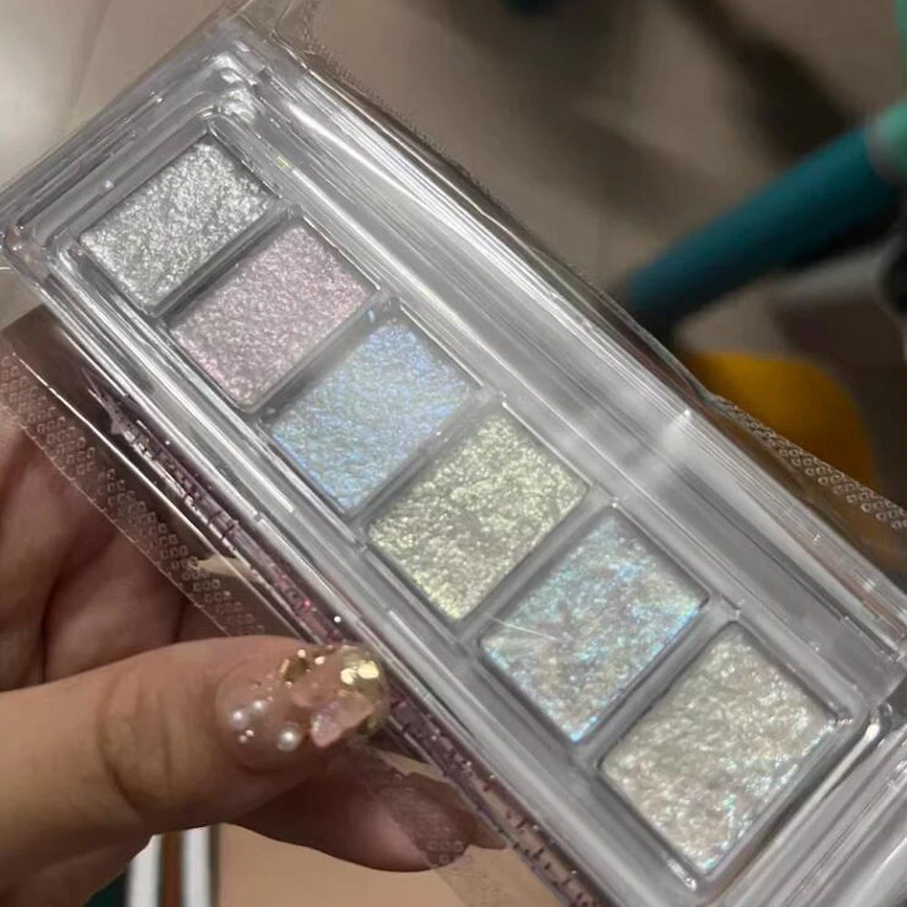 Solid Aurora Powder Palette for Nail Art Shimmering Pigment Opal Chrome Powder High Flash Rubbing Dust Manicure Supplies 6 Grids