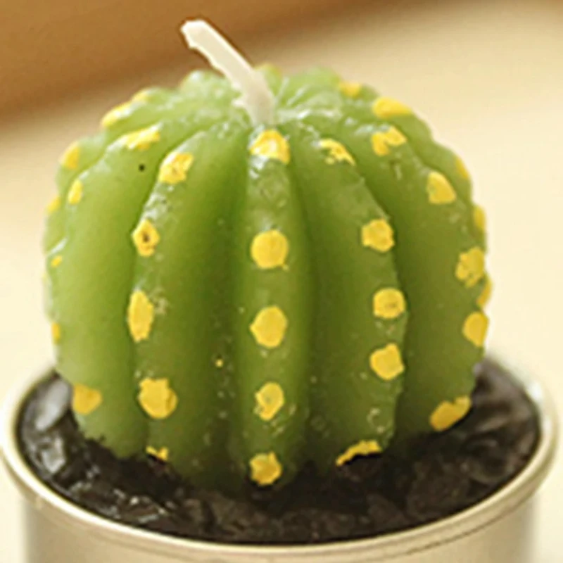 Green Cactus Candles Simulation Plant Decorative Table Tea Light Artificial Succulents Home Wedding Party Anniversary Festive