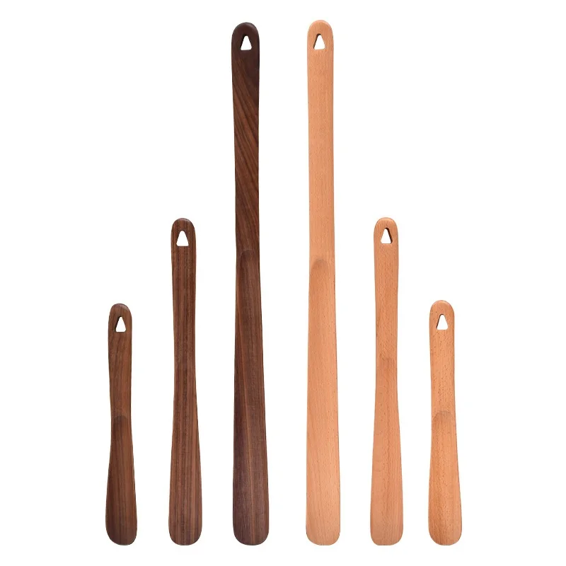HeMu Black Walnut Shoe Puller for Home Use, Long Handle Shoe Wearing Device, Non Bending Lifting Device
