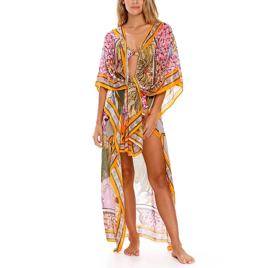 2024 Chic Printed Fashion Bikinis Set and Cover Up Women's Two Piece Swimsuits Sexy Beach Swimwear Luxury Bathing Suit Beachwear