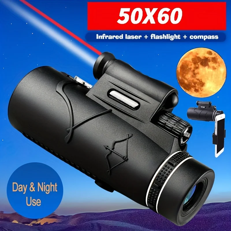 10-30x50 HD High Power Monocular Low Night Vision, Waterproof Zoom Monocular For Adults Bird Watching Hiking Traveling Concert Sport Game