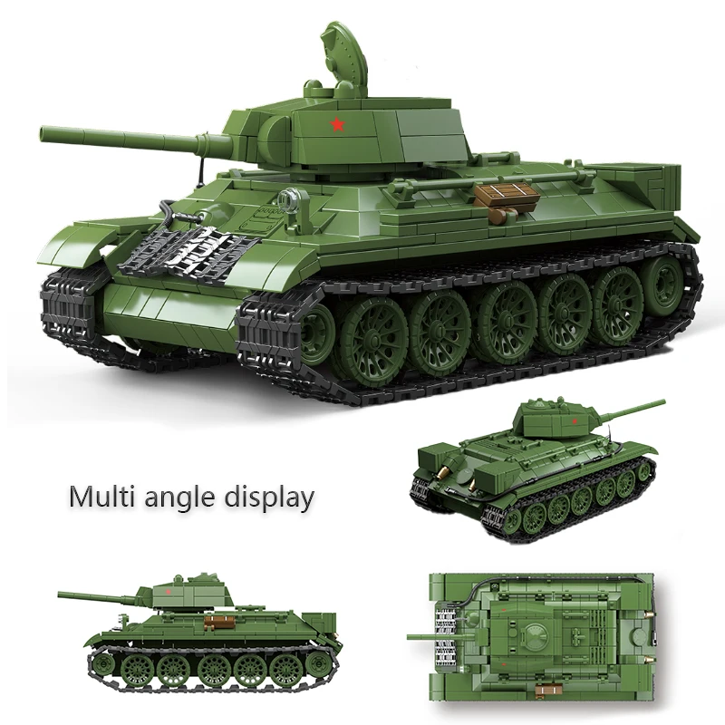 WW2 밀리터리 클래식 모델, 중형 탱크 빌딩 블록, 벽돌 장난감 선물, 2 차 세계 대전 T-34 76 소련 (1940)