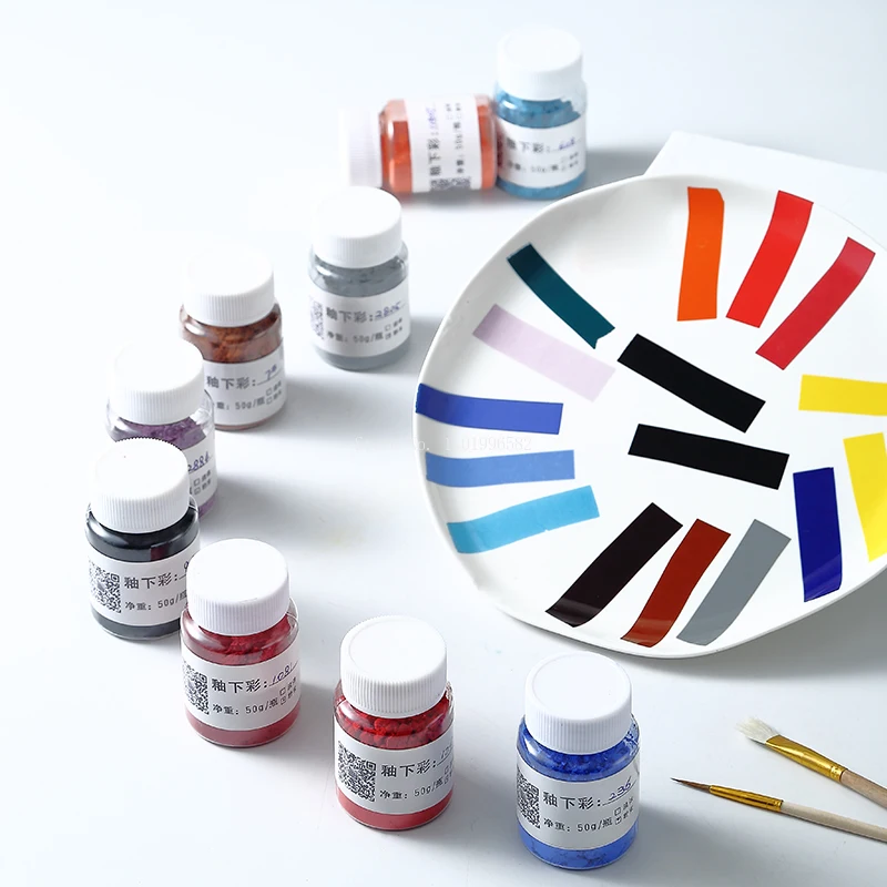 50g / Bottle Medium and Low Temperature Ceramic Underglaze Color Powder Pigment DIY Handmade Pottery Painting Coloring Pigments