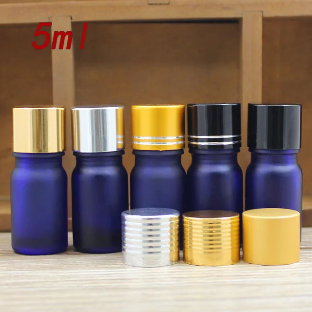 5ml Green/Blue/Brown/Clear Glass Bottle Gold/Silver Aluminum Lid Essential Oil Serum Liquid Complex Recovery Pack Skin Packing