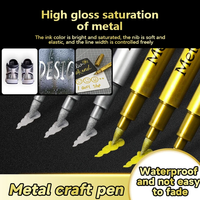 2/6/8Pcs DIY Metal Waterproof Permanent Paint Marker Pens White Gold Silver  1.5mm Craftwork Resin Mold Pen Art Painting Supplies - AliExpress