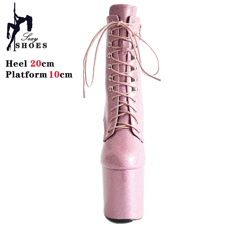 8 Inches Ankle Boots Shiny Fashion Women's Short Boots 2025 Newest Thick Platform High Heels  Steel Pipe Dance Shoes Nightclub
