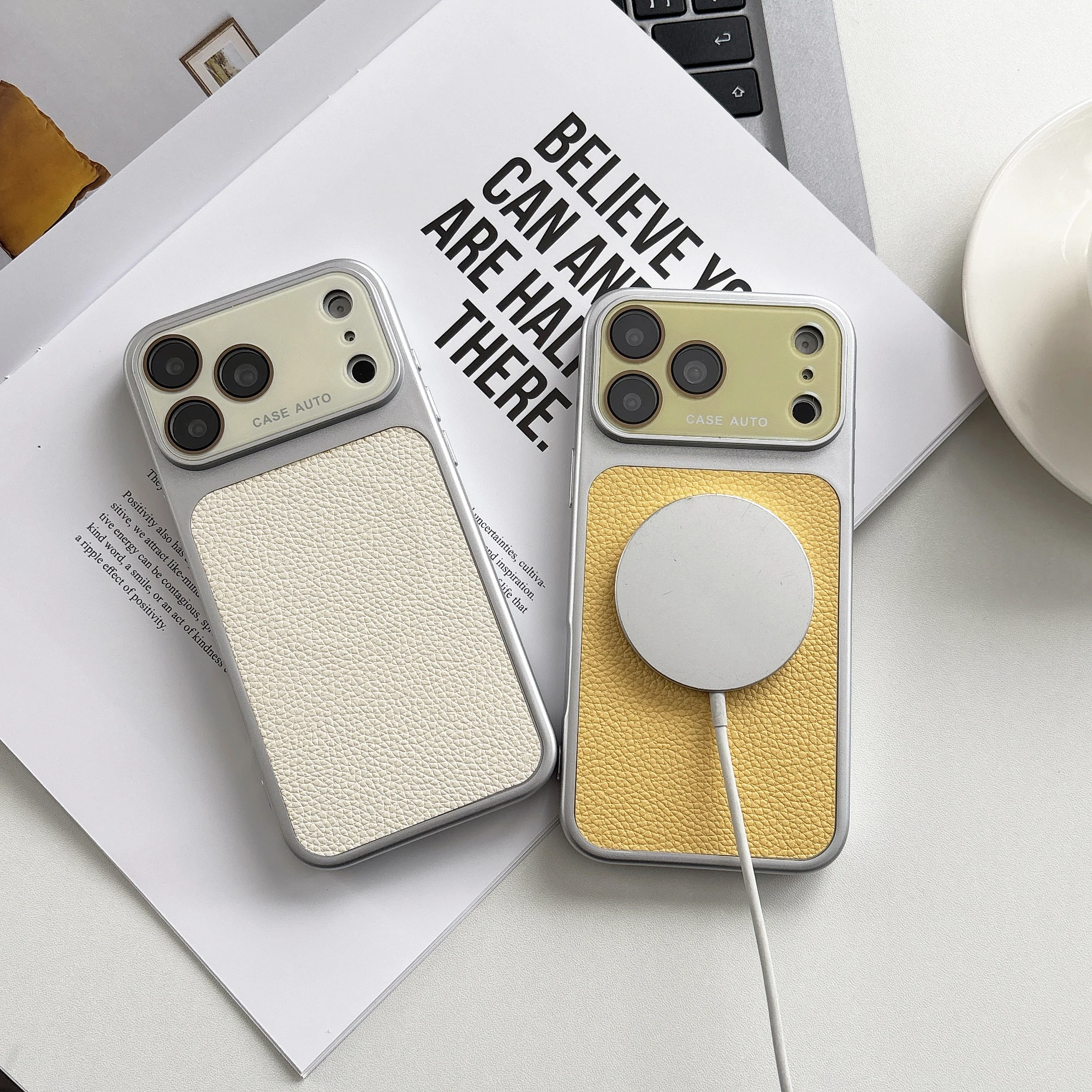 Luxury Litchi Skin Texture PU Leather Phone Case with Lens Protector