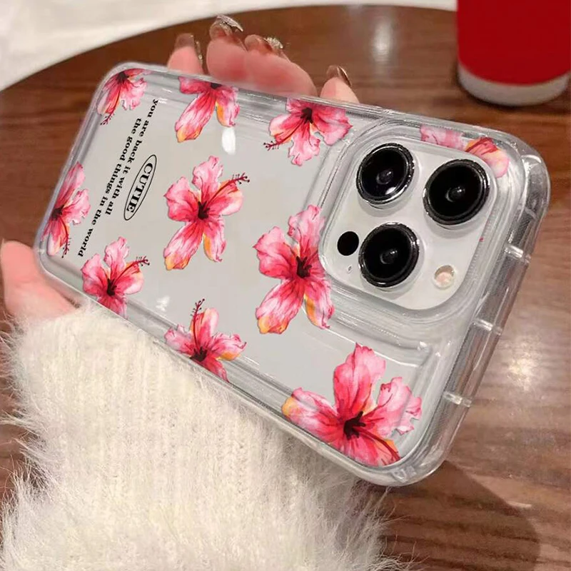 Metal Tulip Pattern Airbag Phone Case - Elegant Protective Cover