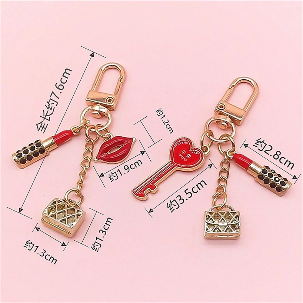 Creative Lipstick Bag Pendant Key Chain Charm Sexy Lips Keyring Accessories  Women Bag Ornaments Keyholder Exquisite Gift - AliExpress