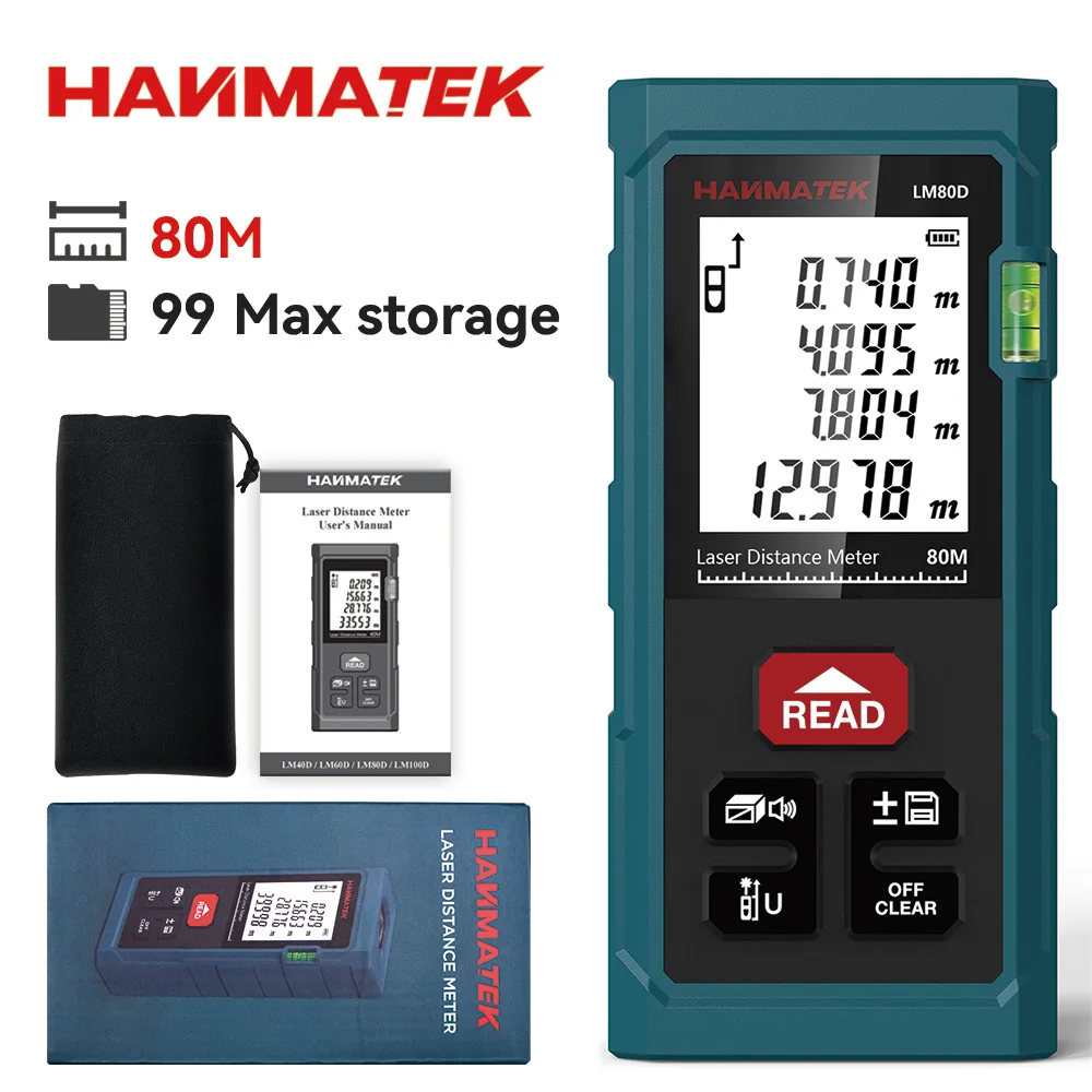 Laser Rangefinder Distance Meter Laser Tape Measure HANMATEK Digital Laser Meter Measure Volume/Area/Angle/Pythagorean Theorem Range Finder Laser Distance Meter Self Calibration