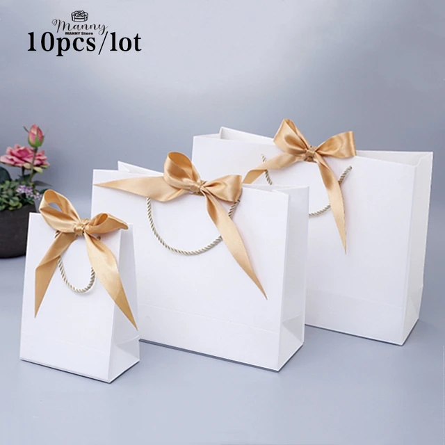 10 Pcs Small Bags For Jewelry Kraft Paper Gift Bag With Handle Present  Cosmetics Gift Bag Wedding Party Birthday Favors Packing - AliExpress