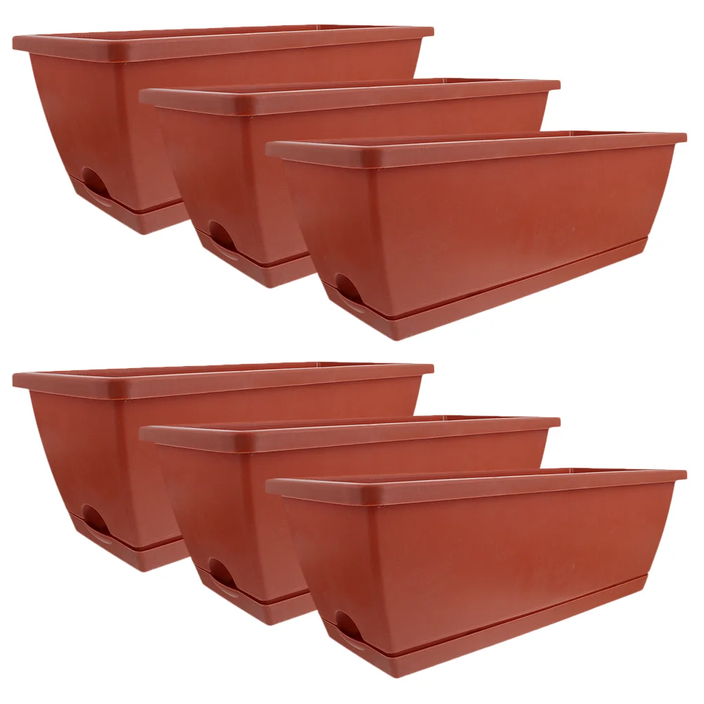 

6 Pcs Planter Plastic Planting Pot Indoor Flower Stand Bonsai Pots Outdoor Rectangular Flowerpot