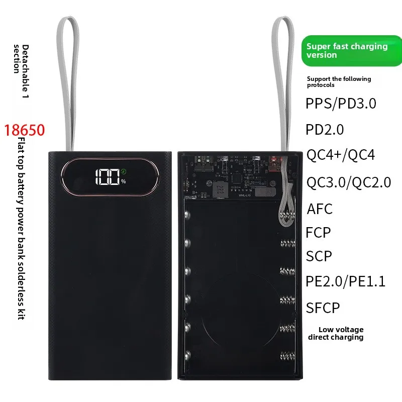 빠른 충전 22.5W DIY 12X18650 배터리 보조베터리 케이스 보조베터리 홀더 쉘 LCD 디스플레이가 있는 휴대용 배터리 보관함
