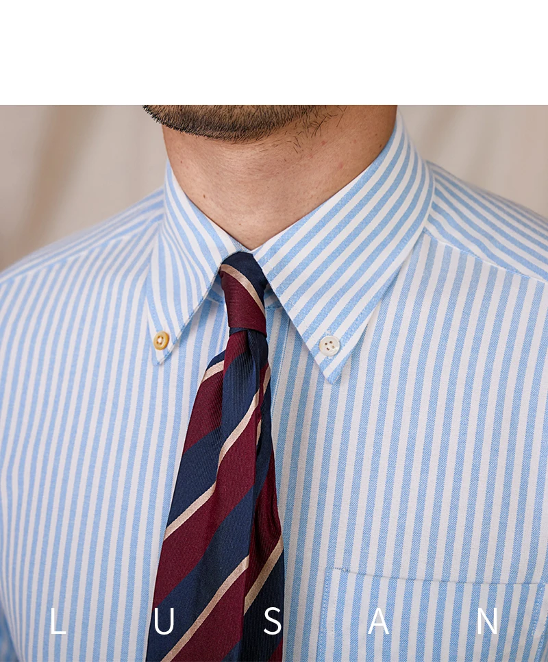 Slim-Fit-Langarmhemd aus Oxford-Baumwolle, gestreift, atmungsaktiv, lässig, Business-Hemd, Gentry IVY Herren – Detail 28