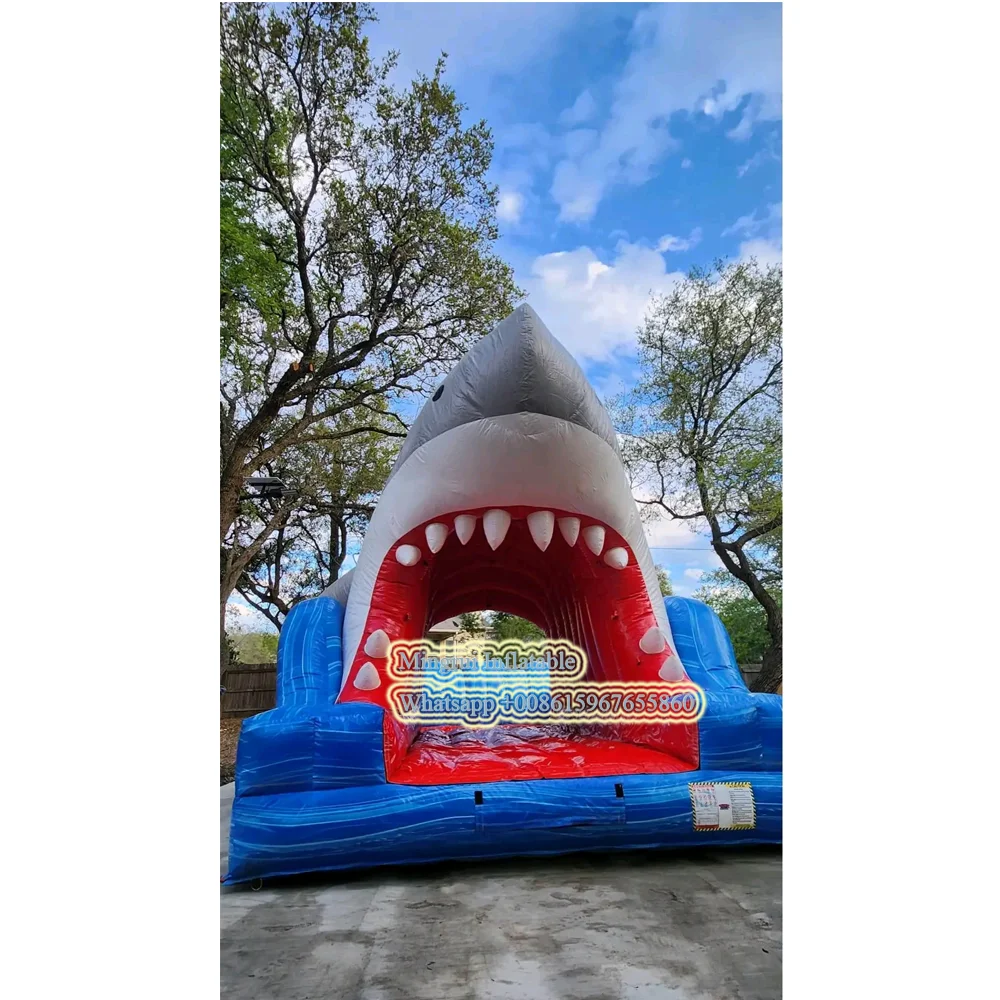 9X4 meters Inflatables White Shark Bounce House Kids Jumper Bouncer Castle Large Inflatable Water Slide Outdoor Games for Adults