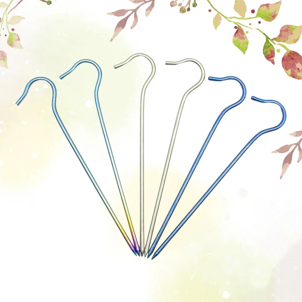 

6PCS Outdoor Camping Tent Stakes Titanium Alloy Tents Nail Elbow Ground Pegs Multi-purpose Tent Pegs for Outdoor Camping Use