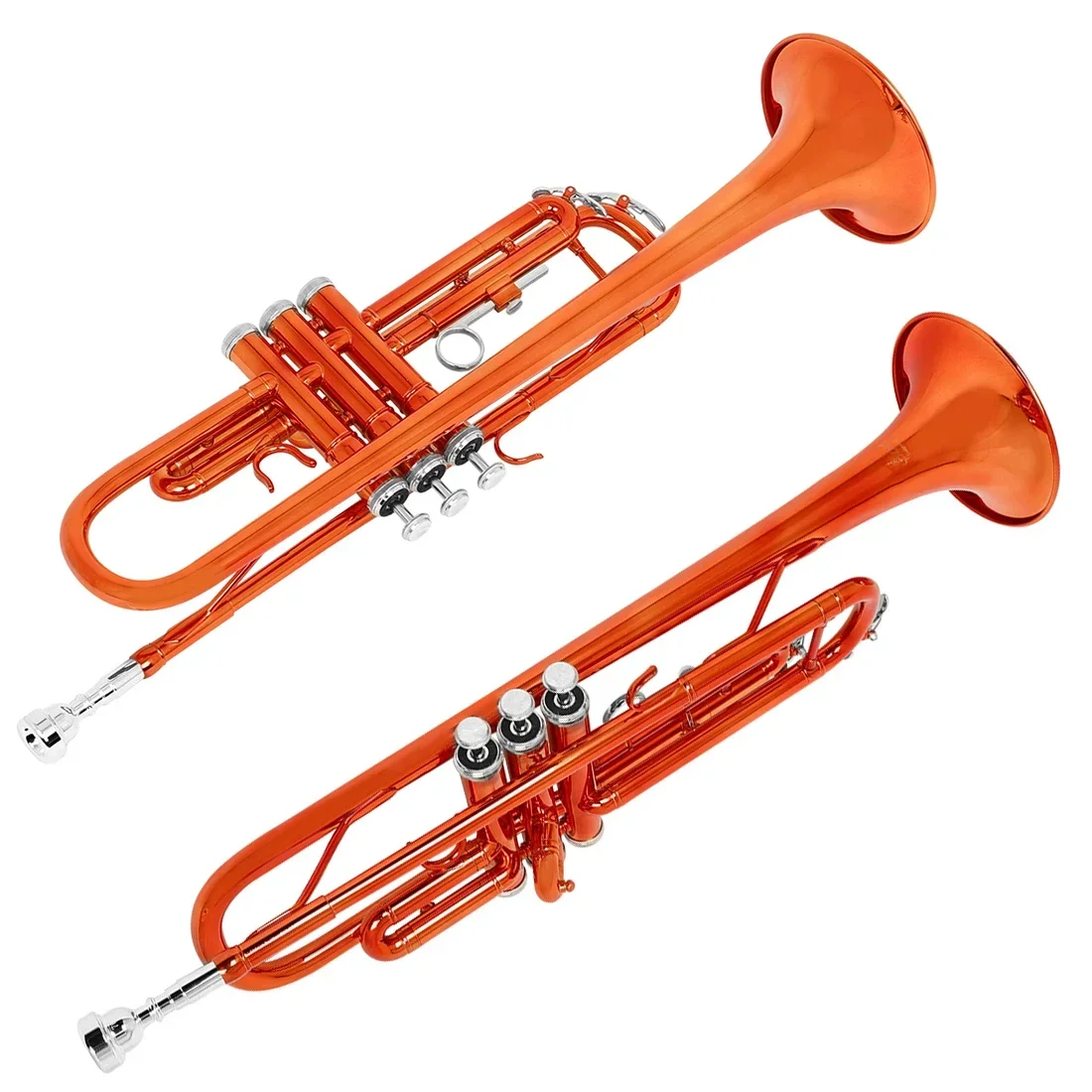 SLADE Orange Bb Standard Trumpet Set Brass Student Beginners Trumpet Instruments with Box 7C Blowing Nozzle Gloves