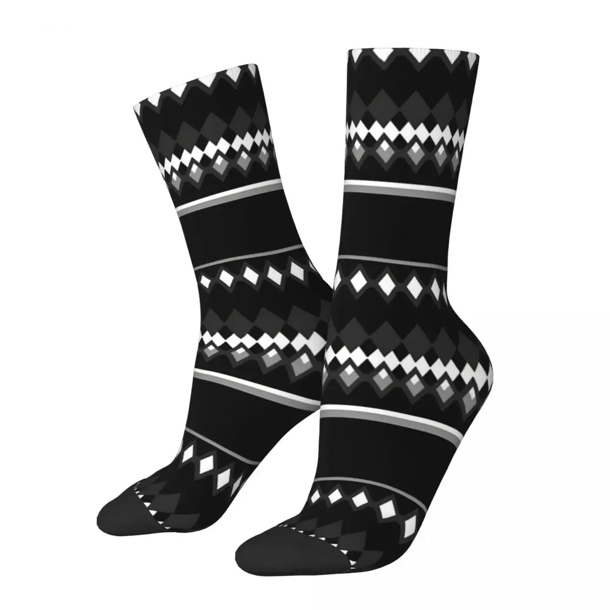 

Funny Crazy Sock for Men Diamond Hip Hop Vintage Seamless Pattern Printed Boys Crew Sock Casual Gift