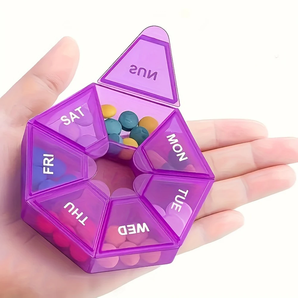 Compact 7-Day Pill Organizer with Portable Travel Case for Vitamins and Medications