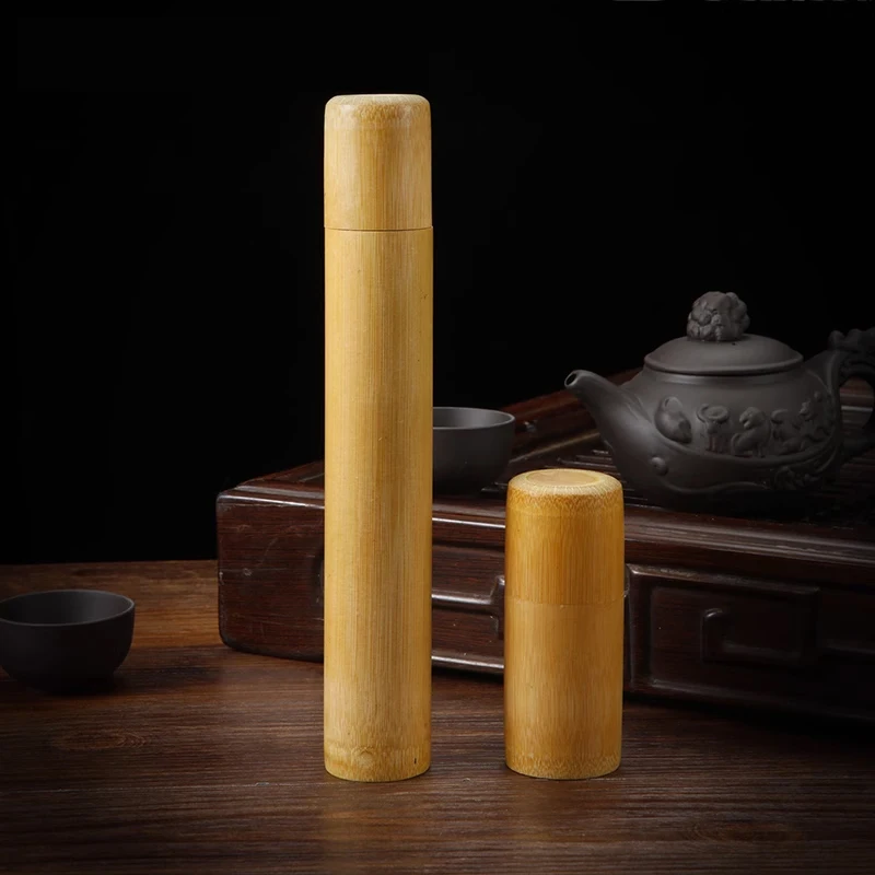 Tea Tin Box Tea Canister Handmade Bamboo Portable Seal Kitchen Storage